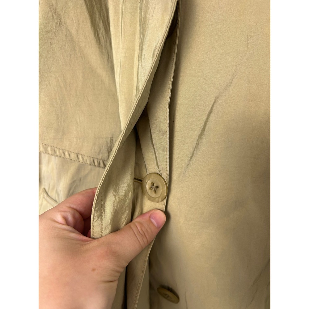 VTG 80s Jones New York Petites Spring Trench Coat Iridescent Green Size 6P USA - Picture 11 of 12